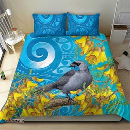 New Zealand Kokako Bird Bedding Set Maori Koru With Kowhai Flowers LT05