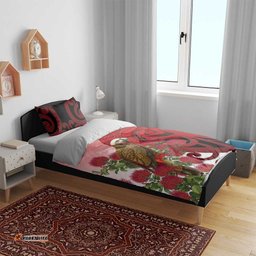 New Zealand Parrot Kaka Bedding Set Maori Koru With Pohutukawa Flowers LT05