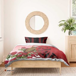 New Zealand Parrot Kaka Bedding Set Maori Koru With Pohutukawa Flowers LT05