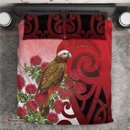 New Zealand Parrot Kaka Bedding Set Maori Koru With Pohutukawa Flowers LT05