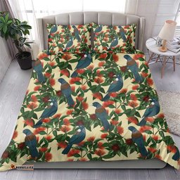 New Zealand Christmas Bedding Set Romantic Tui Birds on Pohutukawa - Ivory LT7