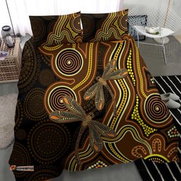 Orange Indigenous Dragonfly Australia Bedding Set Aboriginal Art LT14