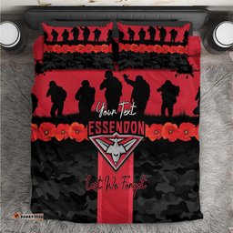 Personalised Essendon Football ANZAC Day Bedding Set Bombers Poppy Lest We Forget LT14