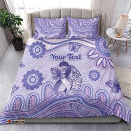 Personalised Epilepsy Awareness Bedding Set Purple Ribbon Butterfly And Brain Aboriginal Art DT05