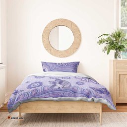 Personalised Epilepsy Awareness Bedding Set Purple Ribbon Butterfly And Brain Aboriginal Art DT05
