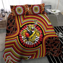Richmond Football Club Bedding Set Indigenous Monochrome Dot Art Mascot Style TS04