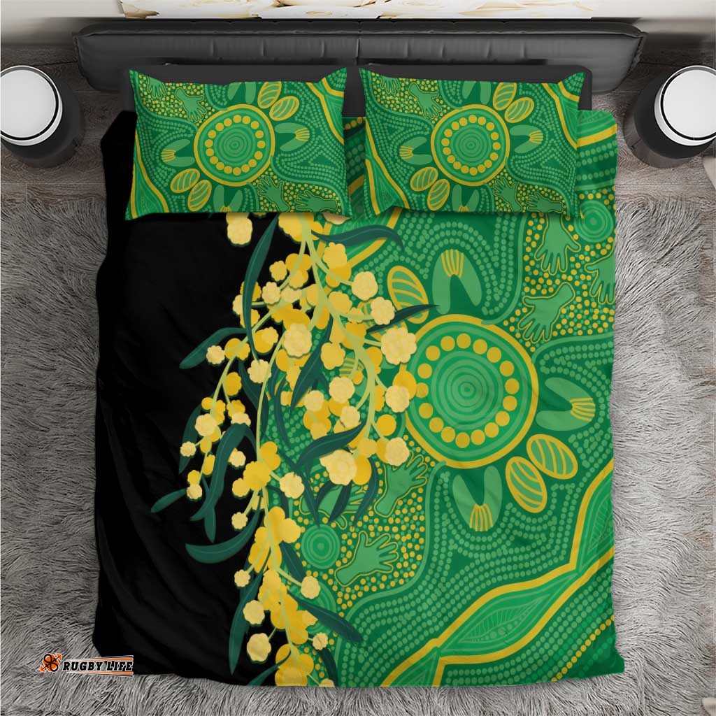 Australia Golden Wattle Bedding Set Aussie Native Flowers Indigenous Art LT14