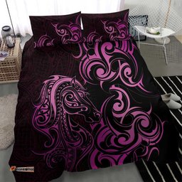 Pink Aoteara Horse Racing Bedding Set NZ Maori Pattern LT14