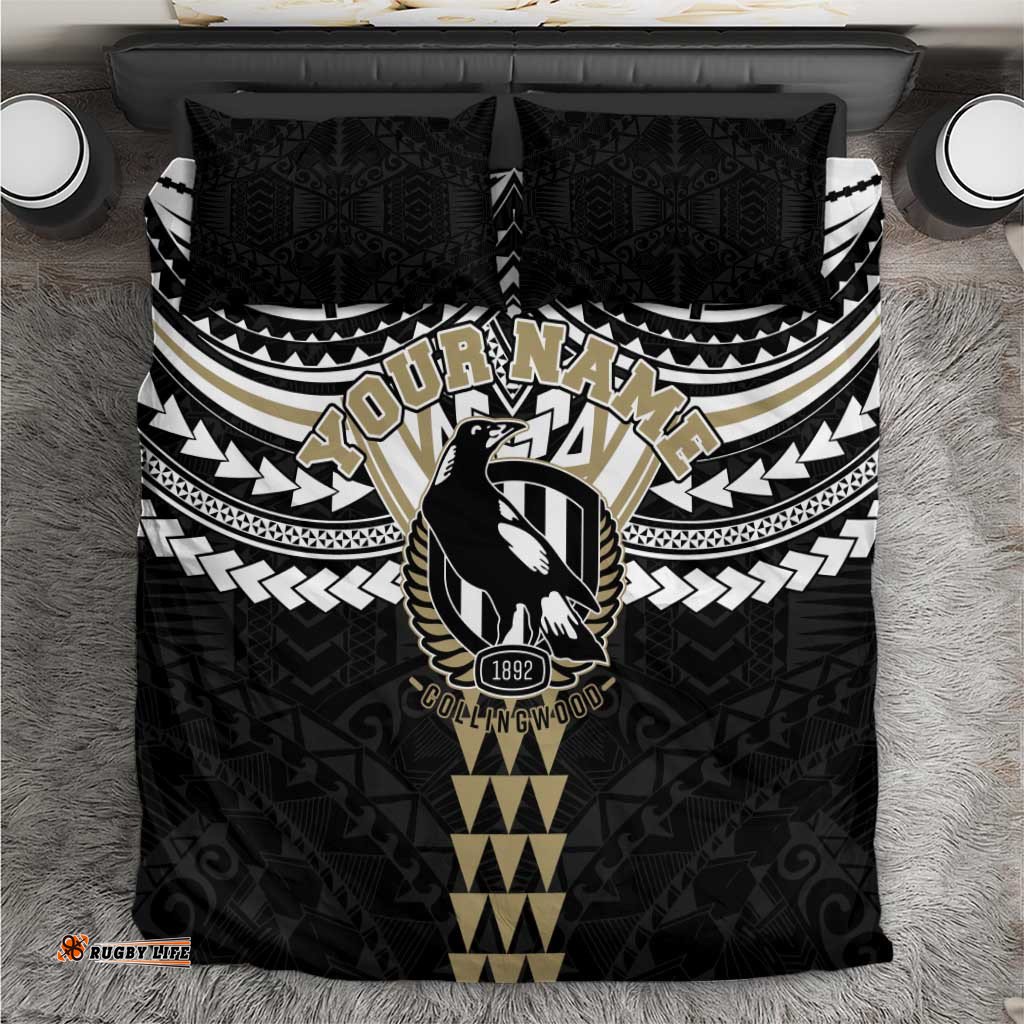 Personalized Collingwood Magpies Bedding Set Polynesian Tribal Pattern Heritage Football TS04