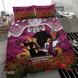 Personalised Sea Eagles Rugby ANZAC Day Bedding Set Last Post Poppy We Will Remember Them LT14