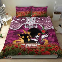Personalised Sea Eagles Rugby ANZAC Day Bedding Set Last Post Poppy We Will Remember Them LT14