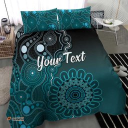 Personalised Ovarian Cancer Awareness Bedding Set Teal Ribbon Aboriginal Art LT05