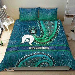 Torres Strait Islands Bedding Set Dhari Emblem Vibrant Teal Indigenous TS04