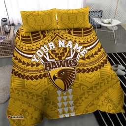 Personalized Hawthorn Hawks Bedding Set Polynesian Tribal Pattern Heritage Football TS04