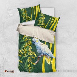 White Cockatoo and Golden Wattle Bedding Set Australian Native Bird LT9
