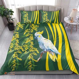 White Cockatoo and Golden Wattle Bedding Set Australian Native Bird LT9