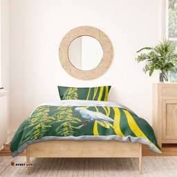 White Cockatoo and Golden Wattle Bedding Set Australian Native Bird LT9