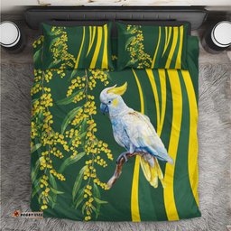 White Cockatoo and Golden Wattle Bedding Set Australian Native Bird LT9