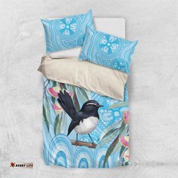 Willie wagtail Australia Bedding Set Eucalyptus Blossoms Aboriginal Art LT14