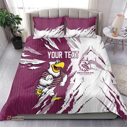 Personalized Manly Warringah Sea Eagles Bedding Set Dynamic Lightning Mascot Rugby Australia TS04