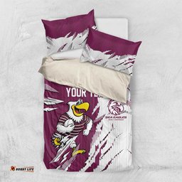 Personalized Manly Warringah Sea Eagles Bedding Set Dynamic Lightning Mascot Rugby Australia TS04