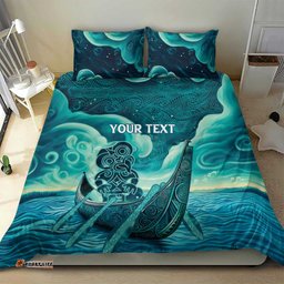 Personalised New Zealand Waitangi Day Bedding Set Hei Tiki With Maori Waka - Whakarare Pattern LT14