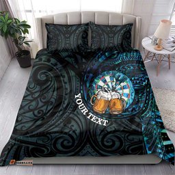 Personalized New Zealand Darts Beer Bedding Set Paua Shell Aotearoa Maori Tattoo LT14