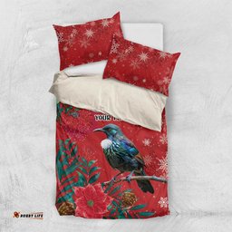 Tui Meri Kirihimete Personalised Bedding Set Pohutukawa Flowers Red Motif LT9