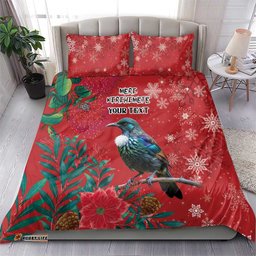 Tui Meri Kirihimete Personalised Bedding Set Pohutukawa Flowers Red Motif LT9