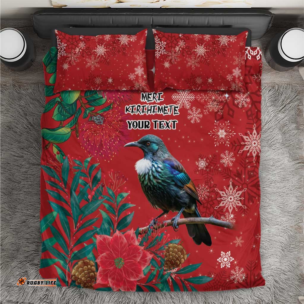 Tui Meri Kirihimete Personalised Bedding Set Pohutukawa Flowers Red Motif LT9