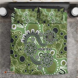 Personalised NAIDOC Week 50 Years Deadly Always Bedding Set Green Aboriginal Artwork Dot Painting LT9