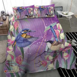 Australia Epilepsy Awareness Bedding Set Purple Fairy Wren with Eucalyptus Flowers LT7