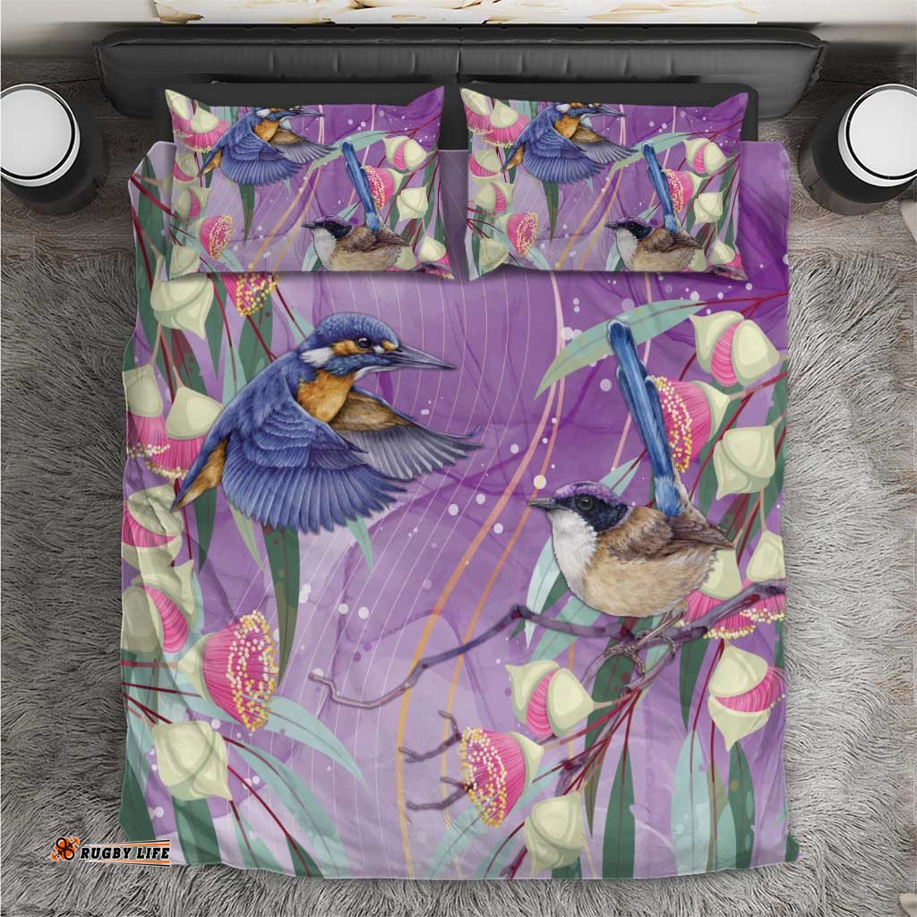 Australia Epilepsy Awareness Bedding Set Purple Fairy Wren with Eucalyptus Flowers LT7