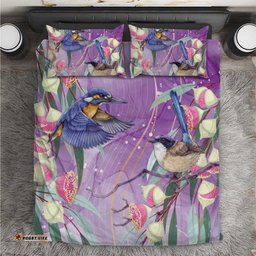 Australia Epilepsy Awareness Bedding Set Purple Fairy Wren with Eucalyptus Flowers LT7