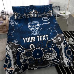 Personalized Geelong Cats Bedding Set Aboriginal Dot Painting Graffiti Style TS04