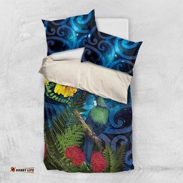 Tui Bird New Zealand Starry Sky Bedding Set Maori Koru LT7