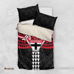 Personalized St Kilda Saints Bedding Set Polynesian Tribal Pattern Heritage Football TS04
