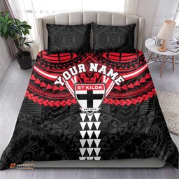 Personalized St Kilda Saints Bedding Set Polynesian Tribal Pattern Heritage Football TS04