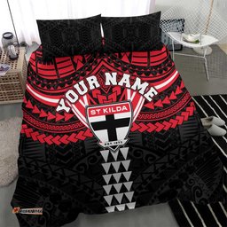 Personalized St Kilda Saints Bedding Set Polynesian Tribal Pattern Heritage Football TS04