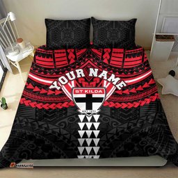 Personalized St Kilda Saints Bedding Set Polynesian Tribal Pattern Heritage Football TS04
