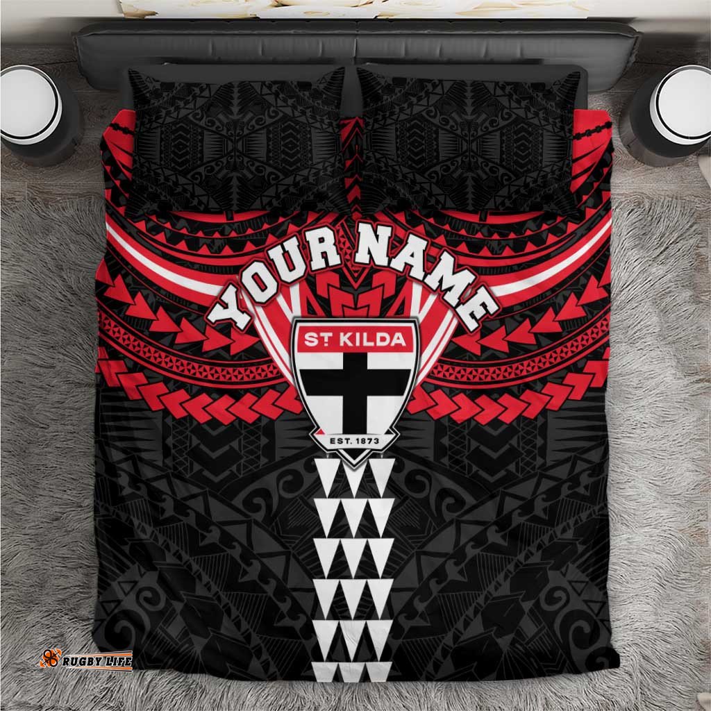 Personalized St Kilda Saints Bedding Set Polynesian Tribal Pattern Heritage Football TS04