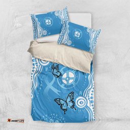 World Diabetes Day Australia Bedding Set Blue Ribbon Butterfly Aboriginal Art LT14