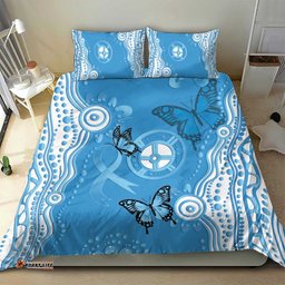 World Diabetes Day Australia Bedding Set Blue Ribbon Butterfly Aboriginal Art LT14