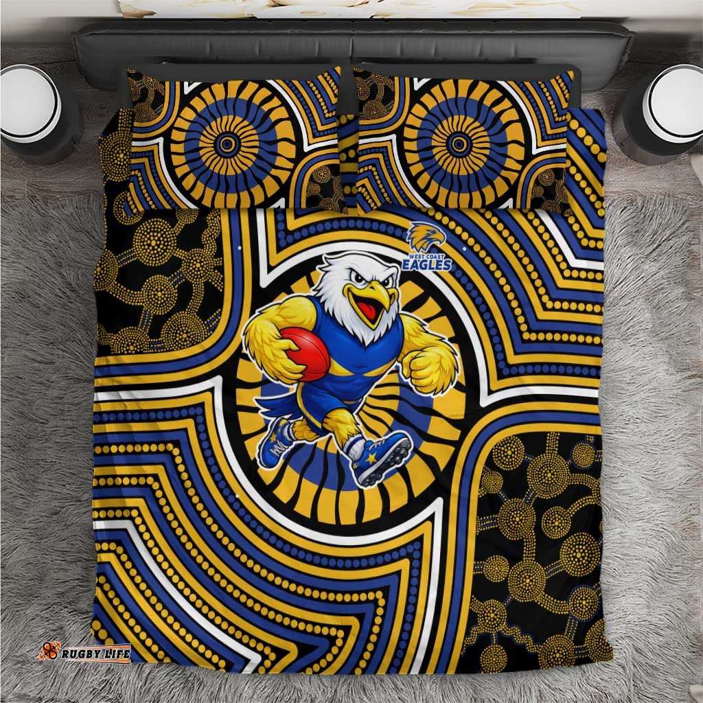 West Coast Eagles Bedding Set Indigenous Monochrome Dot Art Mascot Style TS04