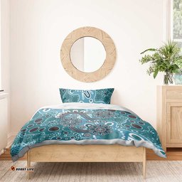 Personalised NAIDOC Week 50 Years Deadly Always Bedding Set Teal Aboriginal Artwork Dot Painting LT9