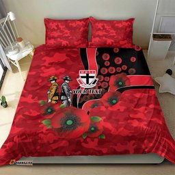 St Saints ANZAC Personalised Bedding Set Lest We Forget Poppy Camo LT9