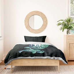 Whale and Dhari Torres Strait Islands Bedding Set Deep Green Oceanic Tribal Pattern Art TS04