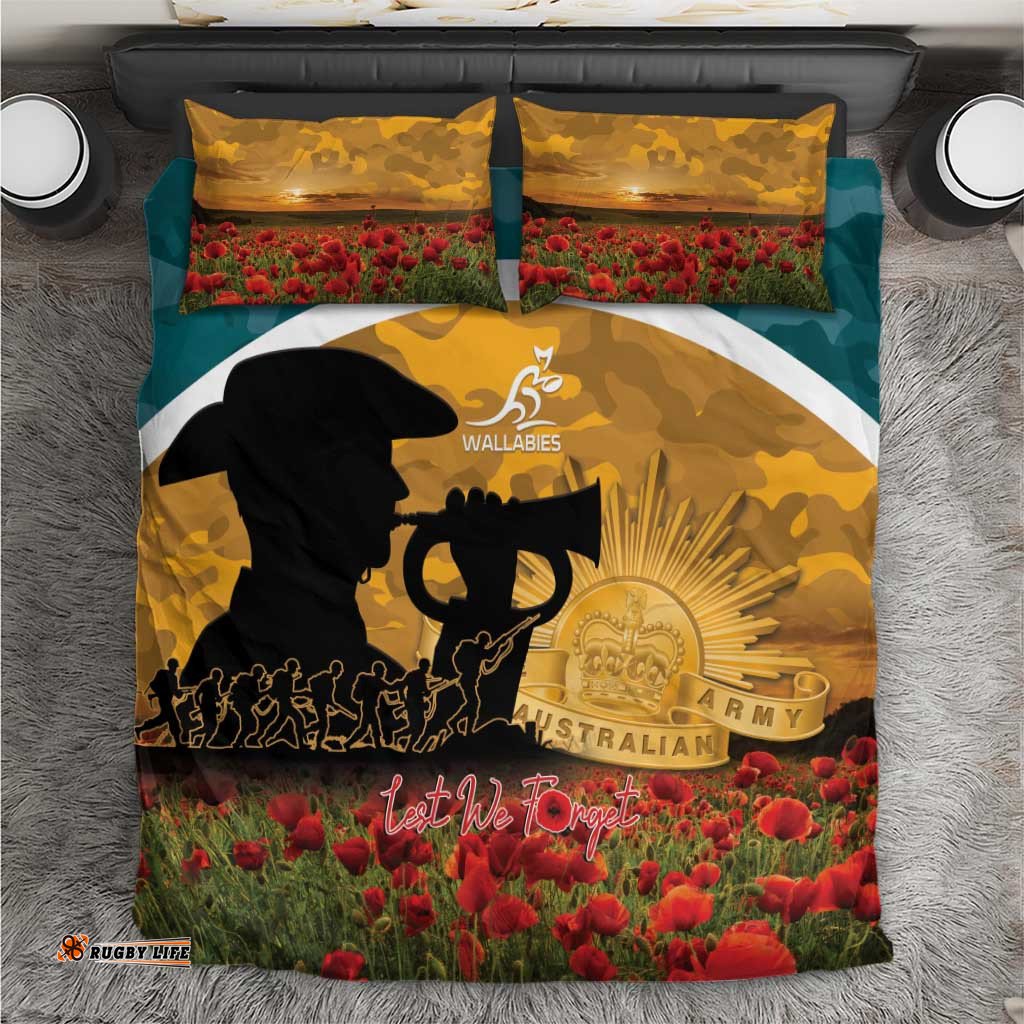 Wallabies ANZAC Day Bedding Set Last Post Poppy Lest We Forget LT14