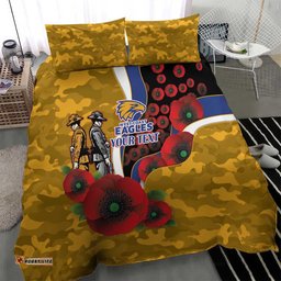 West Eagles ANZAC Personalised Bedding Set Lest We Forget Poppy Camo LT9