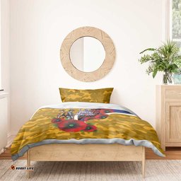 West Eagles ANZAC Personalised Bedding Set Lest We Forget Poppy Camo LT9